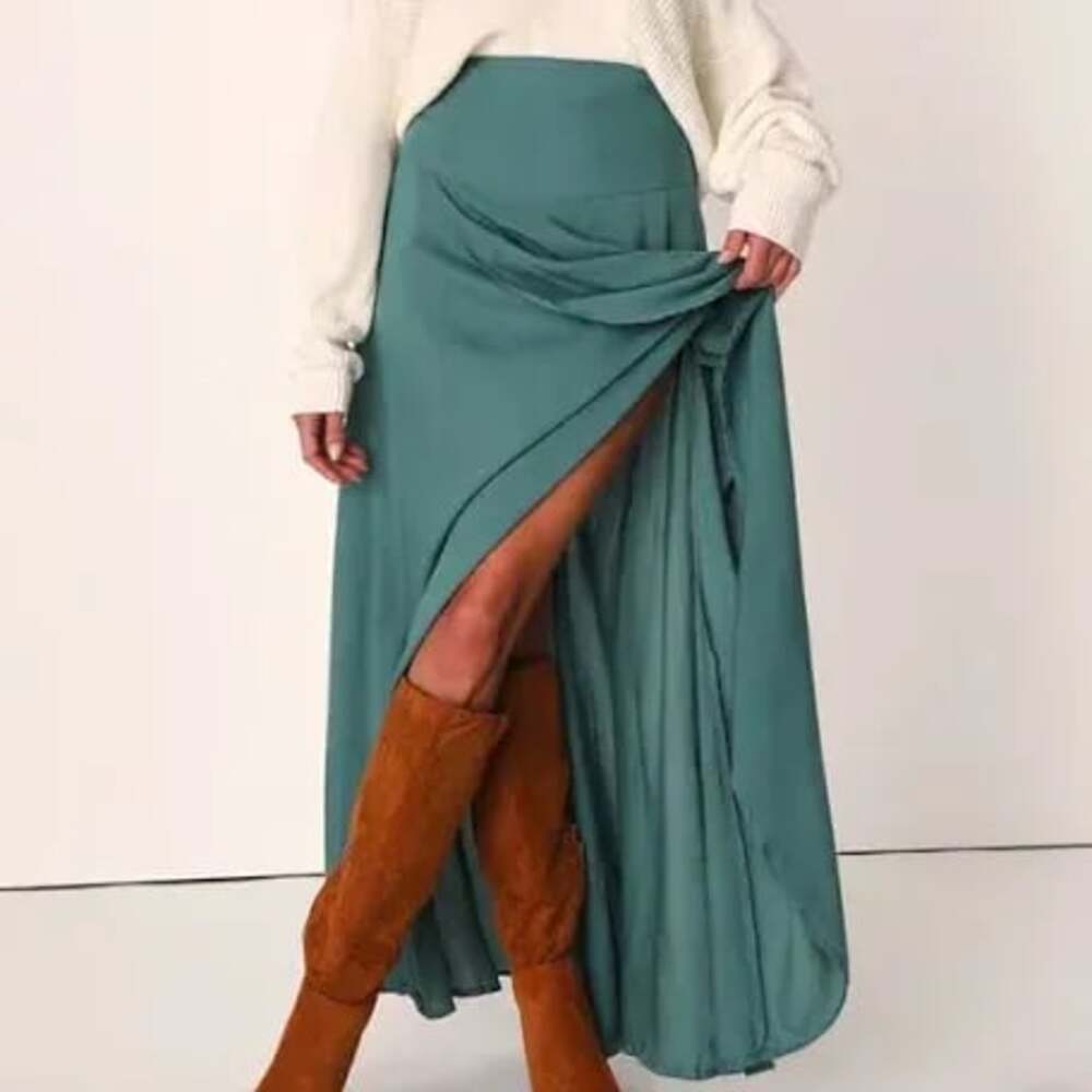 O'Neill Teal Asymmetrical High-Low Flow Skirt Medium